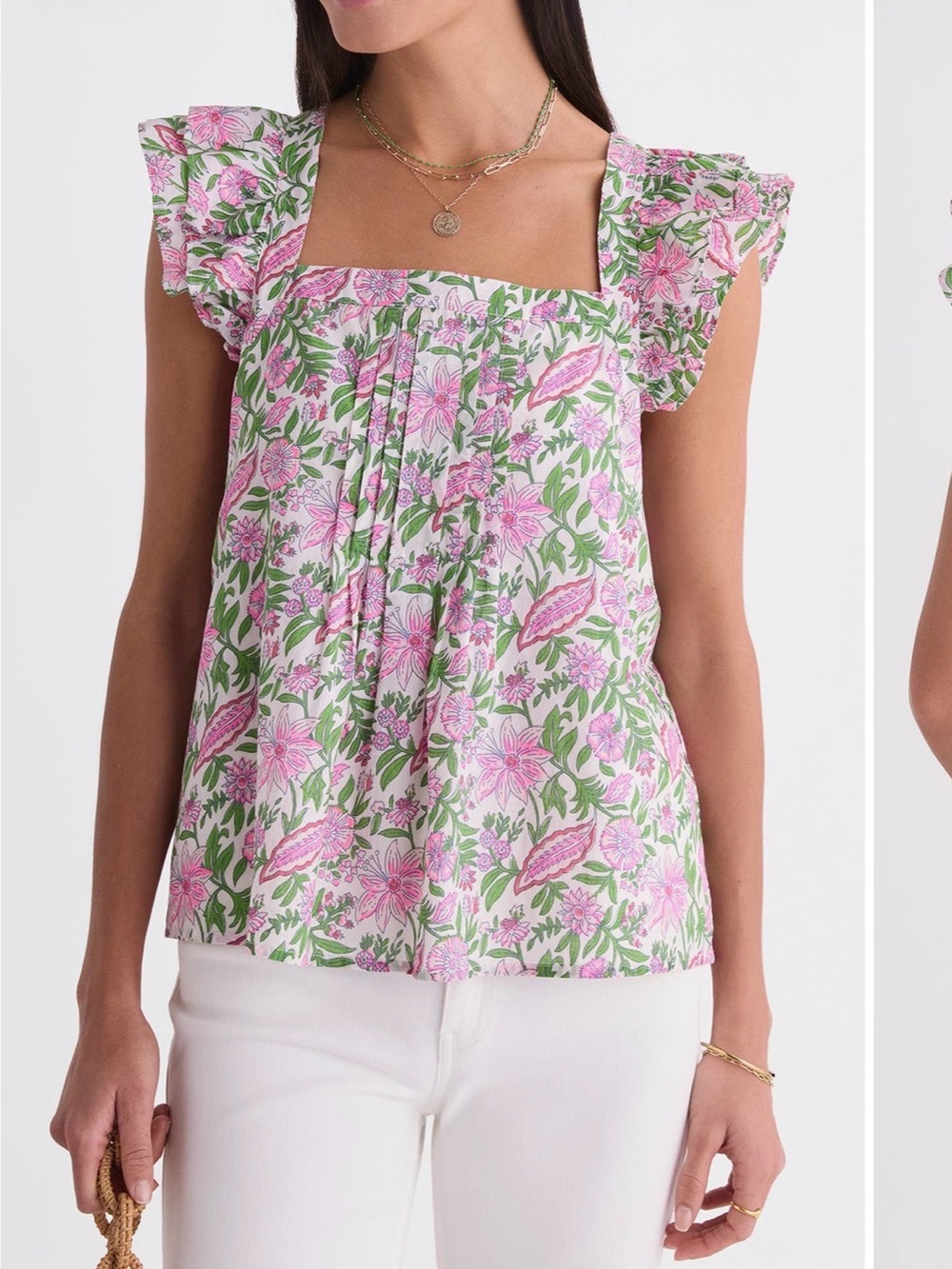 vineyard vines Shiloh Square-Neck Ruffle Floral Top